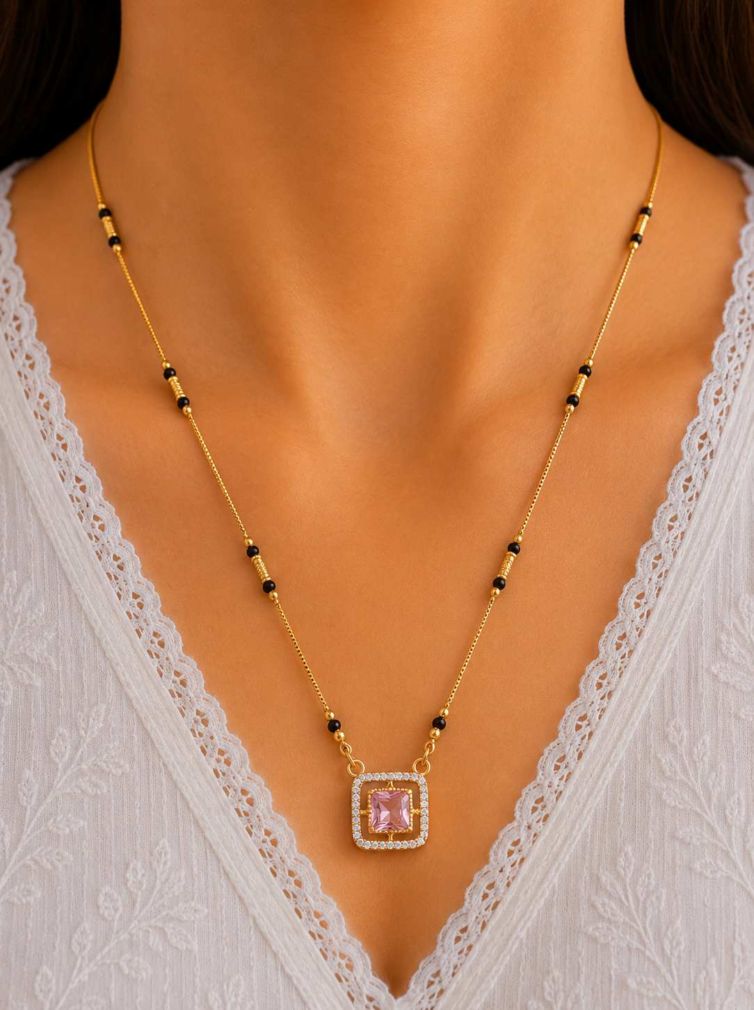 Square Amethyst Mangalsutra