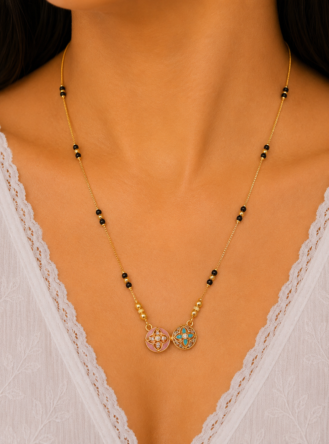 Dual Floral Charm Mangalsutra