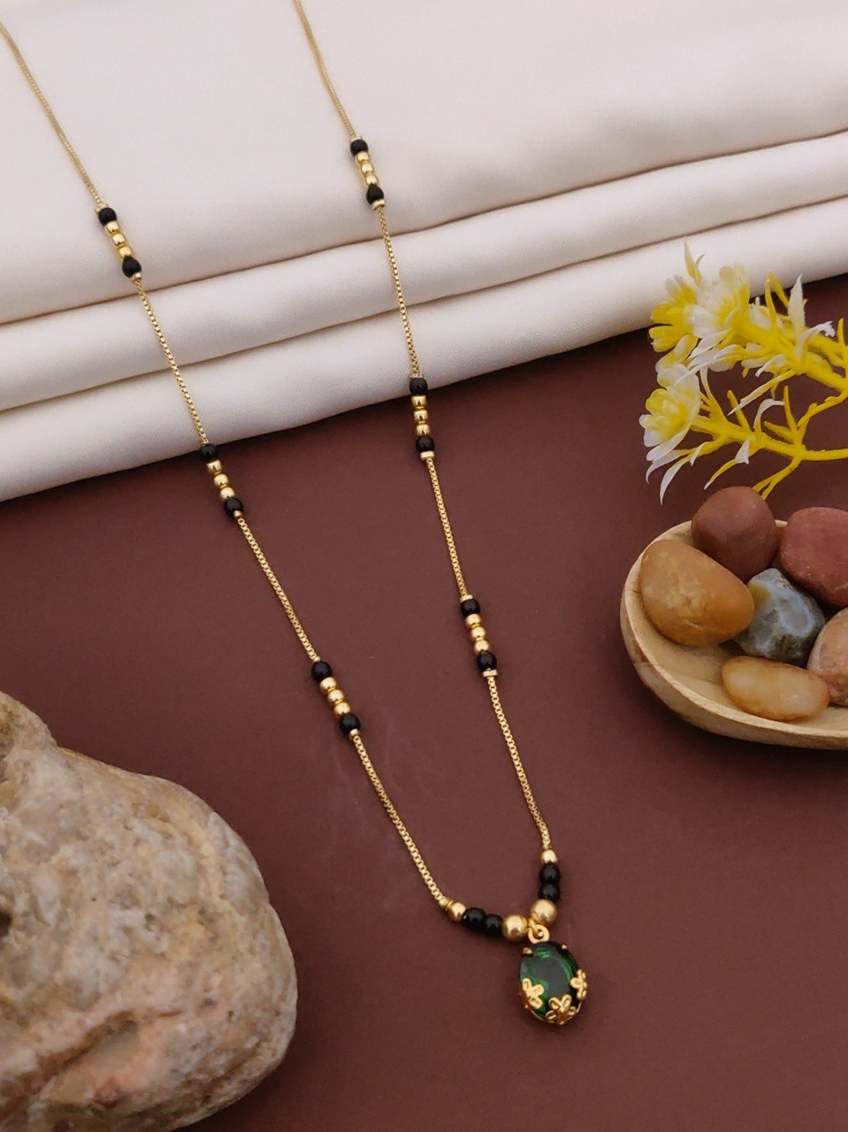 Green Stone Pendant Mangalsutra