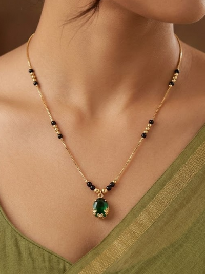 Green Stone Pendant Mangalsutra