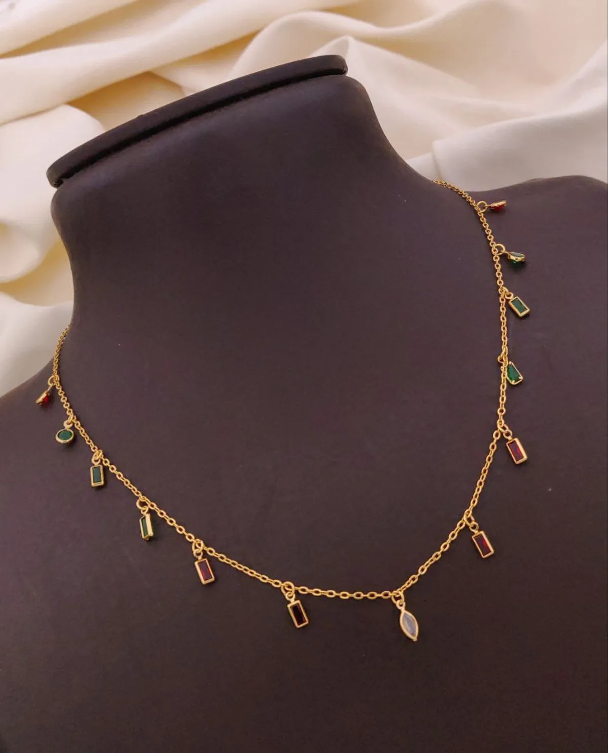 Multicolor geometric charm gold necklace for women