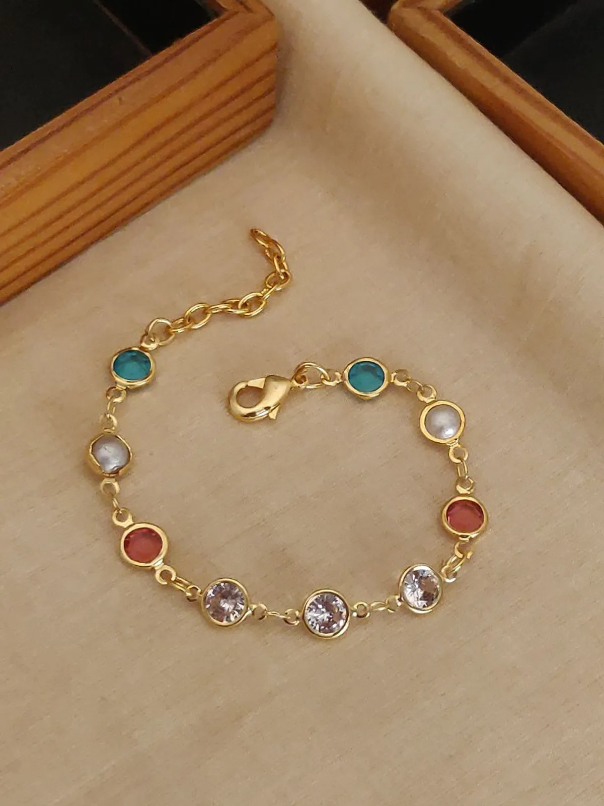 Multicolor crystal gold bracelet for women